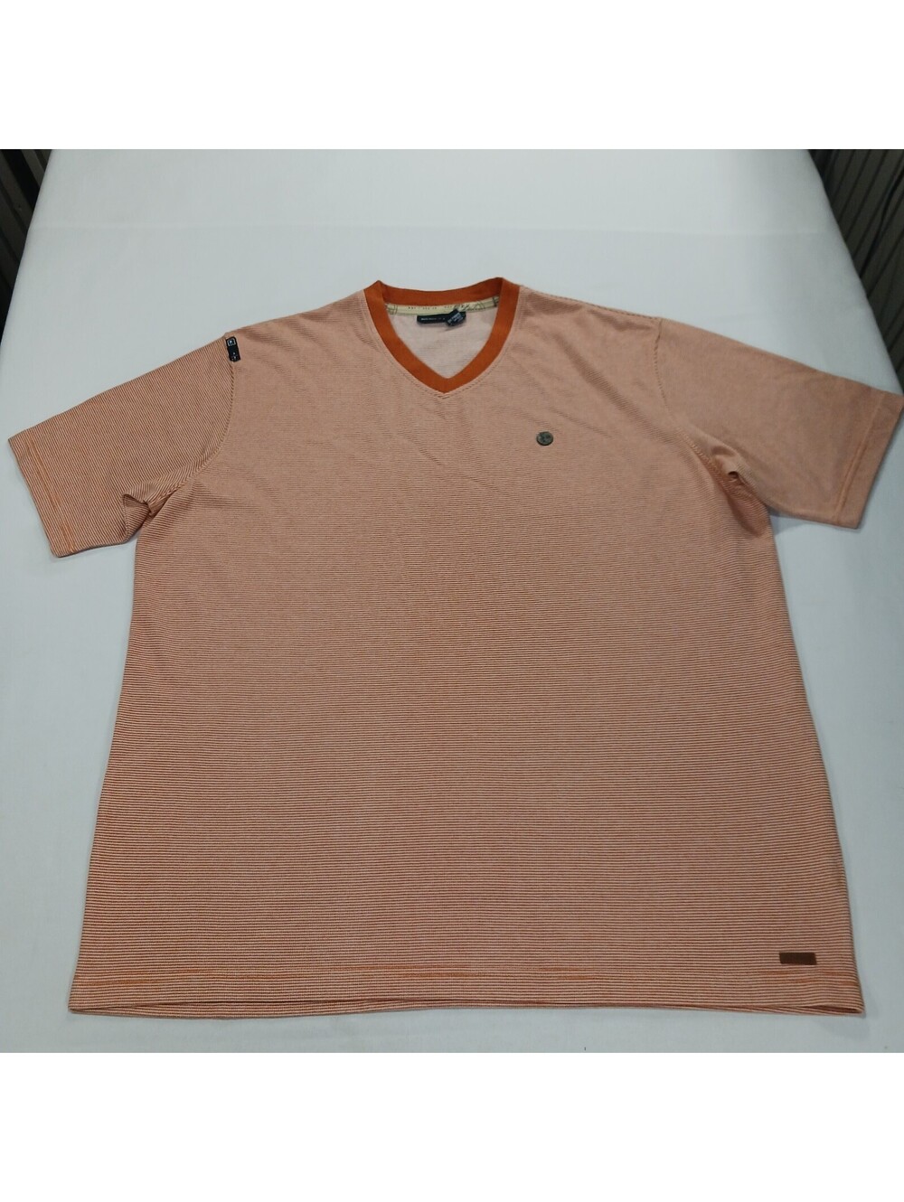 Rocawear Authentic RN#106830 Men's Orange/White Stripes V-Neck Shirt Size 3XL